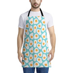 Blue Fried Eggs Pattern Print Apron