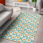 Blue Fried Eggs Pattern Print Area Rug