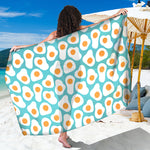 Blue Fried Eggs Pattern Print Beach Sarong Wrap