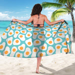 Blue Fried Eggs Pattern Print Beach Sarong Wrap