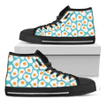 Blue Fried Eggs Pattern Print Black High Top Sneakers