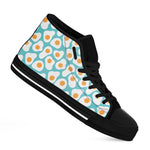 Blue Fried Eggs Pattern Print Black High Top Shoes