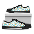 Blue Fried Eggs Pattern Print Black Low Top Sneakers