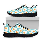Blue Fried Eggs Pattern Print Black Sneakers