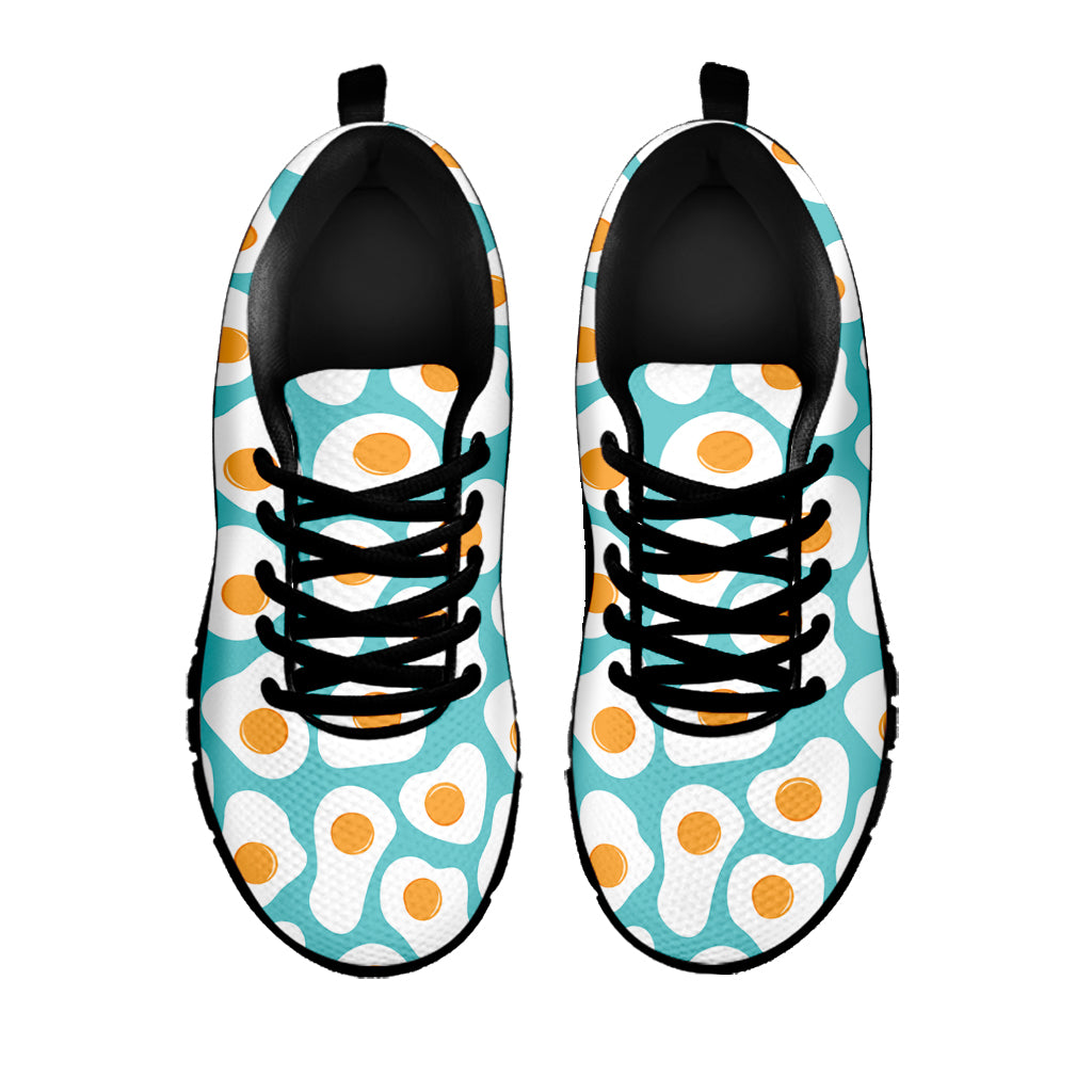 Blue Fried Eggs Pattern Print Black Sneakers