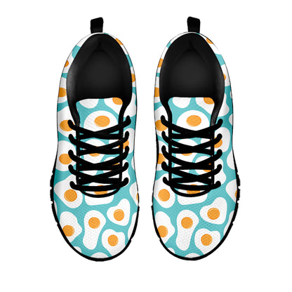 Blue Fried Eggs Pattern Print Black Sneakers
