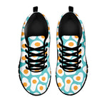 Blue Fried Eggs Pattern Print Black Sneakers