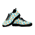 Blue Fried Eggs Pattern Print Black Sneakers