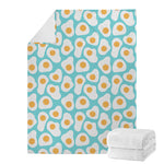 Blue Fried Eggs Pattern Print Blanket