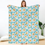 Blue Fried Eggs Pattern Print Blanket