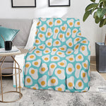 Blue Fried Eggs Pattern Print Blanket