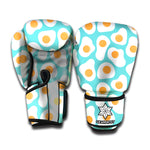 Blue Fried Eggs Pattern Print Boxing Gloves