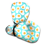 Blue Fried Eggs Pattern Print Boxing Gloves