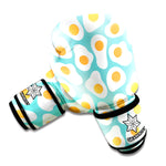 Blue Fried Eggs Pattern Print Boxing Gloves
