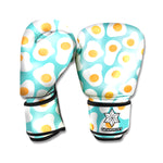Blue Fried Eggs Pattern Print Boxing Gloves