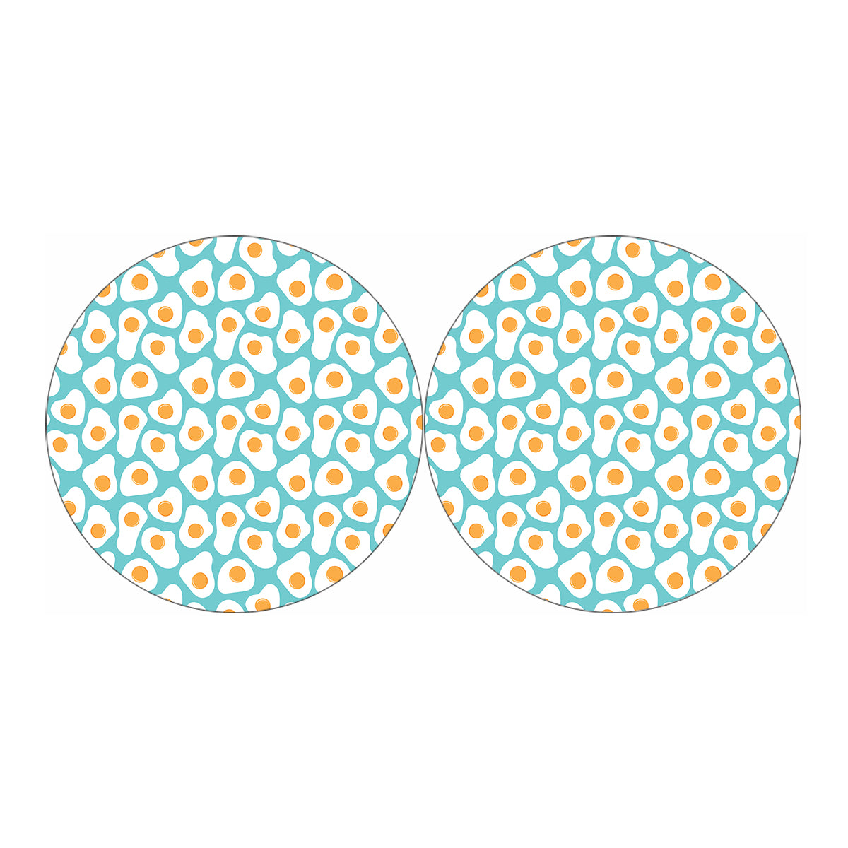 Blue Fried Eggs Pattern Print Car Coasters