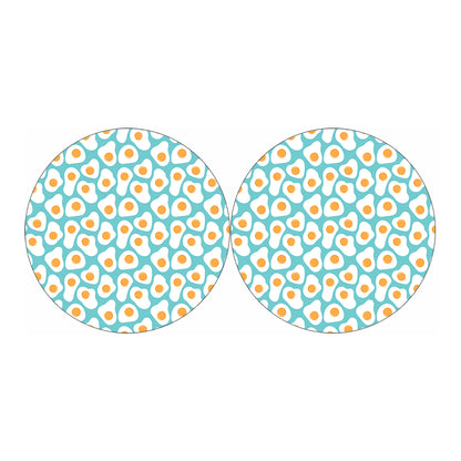 Blue Fried Eggs Pattern Print Car Coasters
