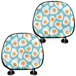 Blue Fried Eggs Pattern Print Car Headrest Covers