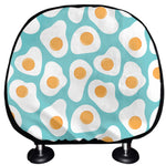 Blue Fried Eggs Pattern Print Car Headrest Covers