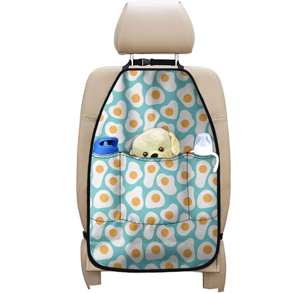 Blue Fried Eggs Pattern Print Car Seat Organizers