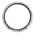 Blue Fried Eggs Pattern Print Car Steering Wheel Cover