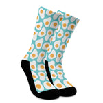 Blue Fried Eggs Pattern Print Crew Socks