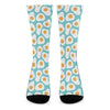 Blue Fried Eggs Pattern Print Crew Socks