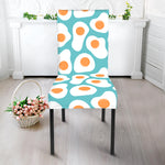 Blue Fried Eggs Pattern Print Dining Chair Slipcover