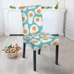 Blue Fried Eggs Pattern Print Dining Chair Slipcover
