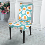 Blue Fried Eggs Pattern Print Dining Chair Slipcover