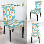 Blue Fried Eggs Pattern Print Dining Chair Slipcover