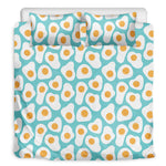 Blue Fried Eggs Pattern Print Duvet Cover Bedding Set