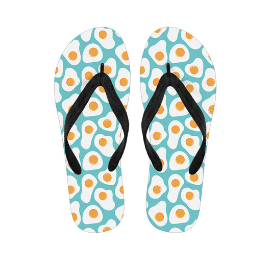 Blue Fried Eggs Pattern Print Flip Flops