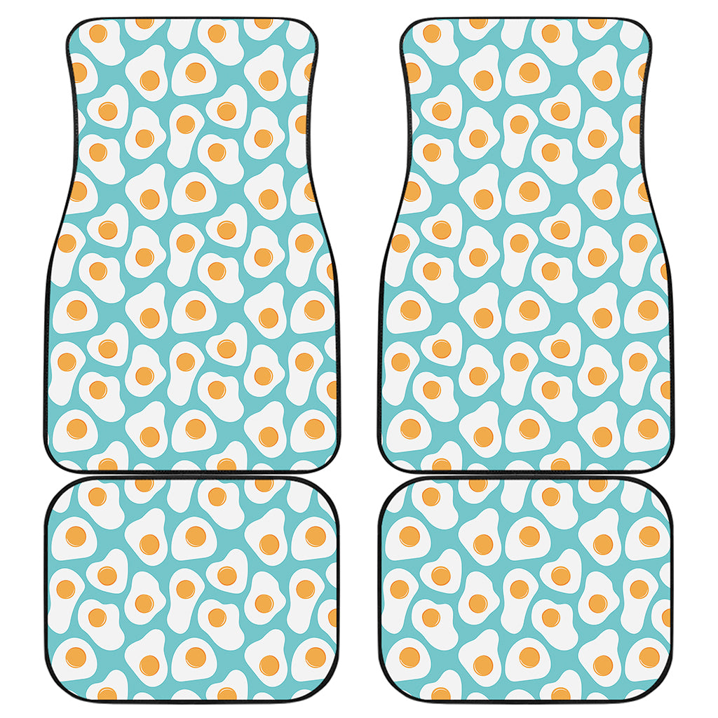 Blue Fried Eggs Pattern Print Front and Back Car Floor Mats