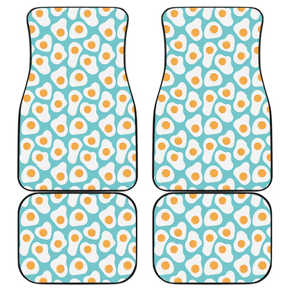 Blue Fried Eggs Pattern Print Front and Back Car Floor Mats