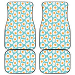Blue Fried Eggs Pattern Print Front and Back Car Floor Mats