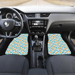 Blue Fried Eggs Pattern Print Front and Back Car Floor Mats
