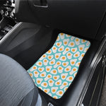 Blue Fried Eggs Pattern Print Front and Back Car Floor Mats