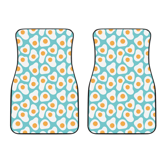 Blue Fried Eggs Pattern Print Front Car Floor Mats