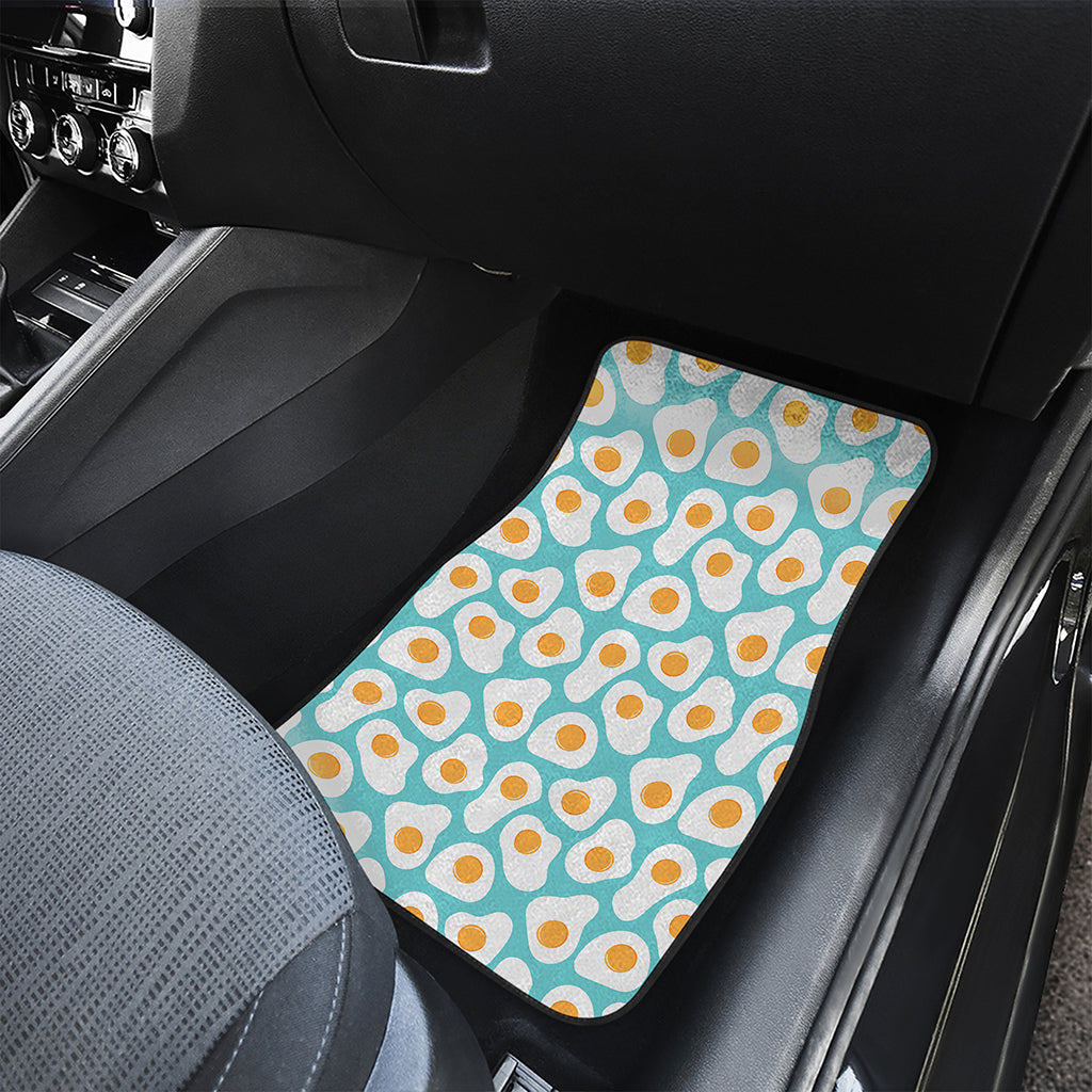 Blue Fried Eggs Pattern Print Front Car Floor Mats