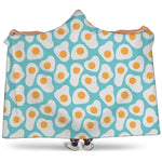Blue Fried Eggs Pattern Print Hooded Blanket