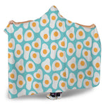Blue Fried Eggs Pattern Print Hooded Blanket