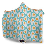 Blue Fried Eggs Pattern Print Hooded Blanket