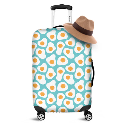 Blue Fried Eggs Pattern Print Luggage Cover