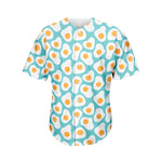 Blue Fried Eggs Pattern Print Men's Baseball Jersey