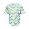 Blue Fried Eggs Pattern Print Men's Baseball Jersey