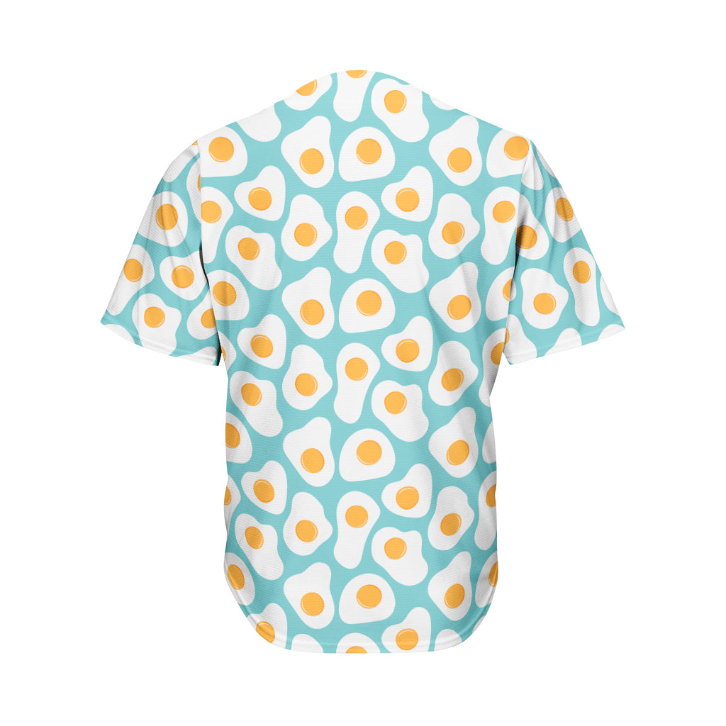 Blue Fried Eggs Pattern Print Men's Baseball Jersey