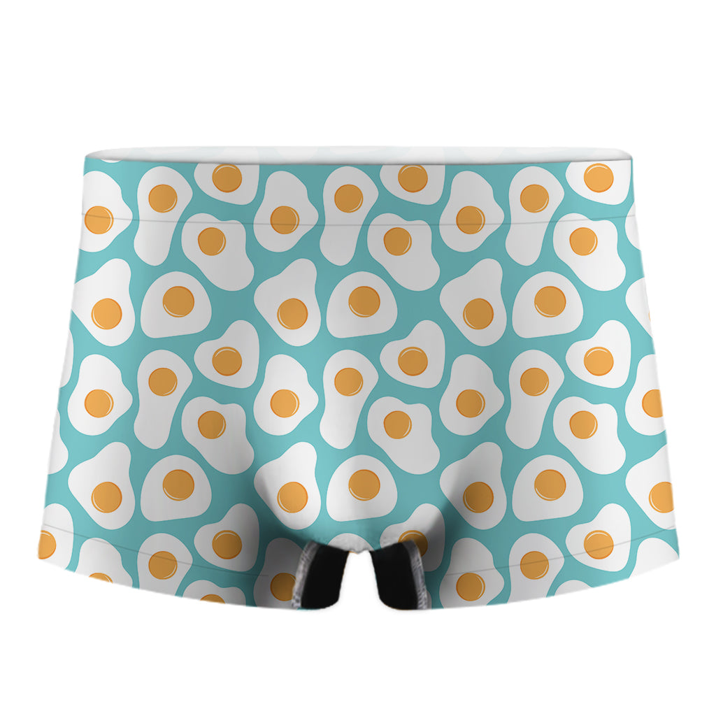 Blue Fried Eggs Pattern Print Men's Boxer Briefs