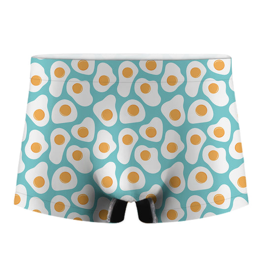 Blue Fried Eggs Pattern Print Men's Boxer Briefs