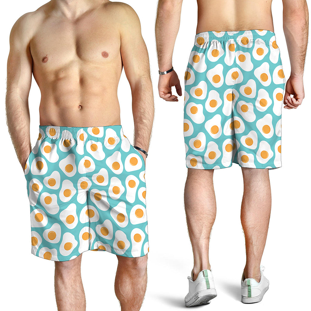 Blue Fried Eggs Pattern Print Men's Shorts